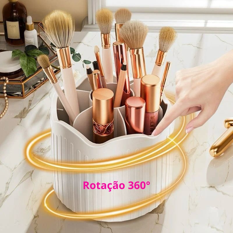 Organizador de Pincéis 360° com Tampa – Praticidade e Elegância para Sua Penteadeira! 💄✨